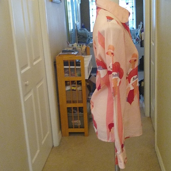 Vintage Michael Comte Paris pink deco style ladies patterned blouse size small - Picture 2 of 10